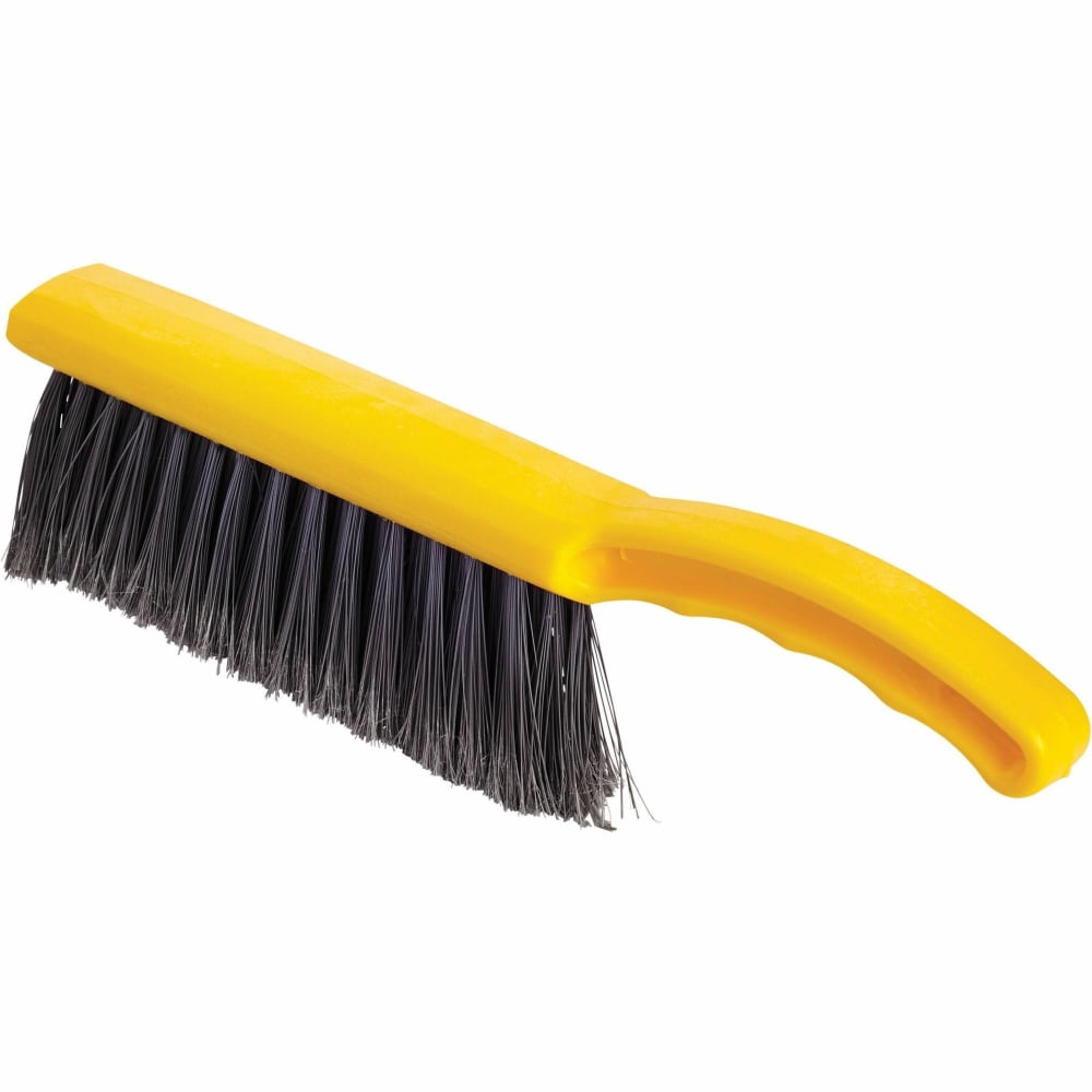Rubbermaid Commercial Countertop Block Brush - 8in Synthetic Bristle - 12.5in Overall Length - Yellow, Silver - 6 / Carton