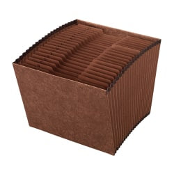 Office Depot Brand Faux Leather Expanding File, A-Z, 21 Pockets, Letter Size (8-1/2in x 11in), 1-3/4in Expansion, Brown