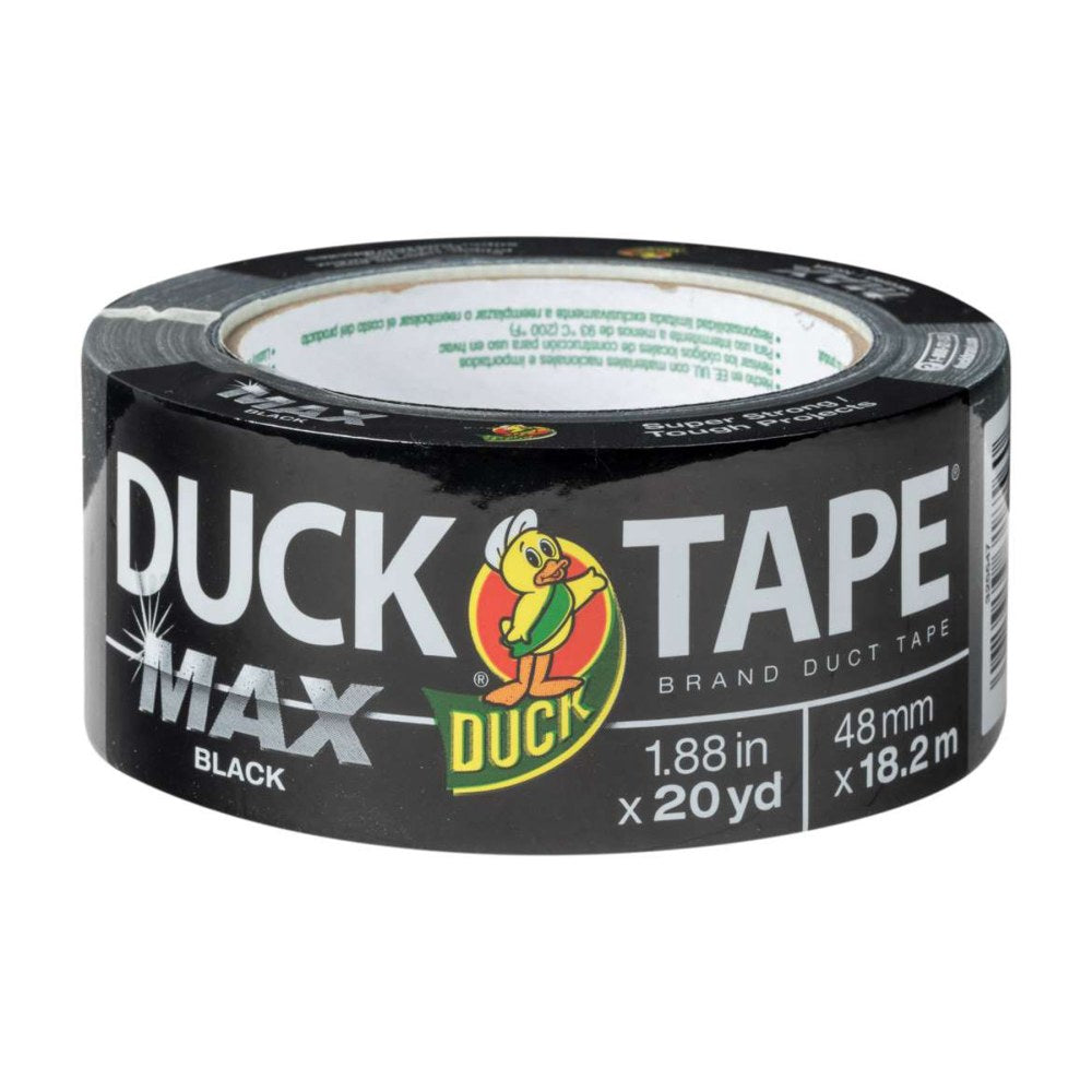 Duck Max Strength Duct Tape, 20 Yd x 1-15/16in, Black, 1 Each