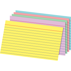 Office Depot Brand Rainbow Index Cards, Ruled, 5in x 8in, Assorted Colors, Pack Of 100