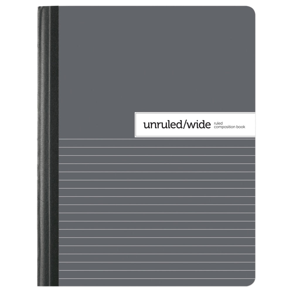 Office Depot Brand Composition Book, 7-1/2in x 9-3/4in, Unruled/Wide Ruled, 100 Sheets, Gray/White