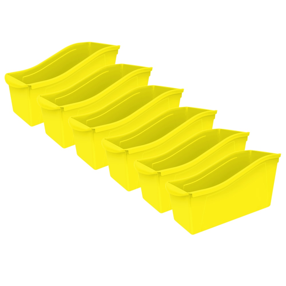 Storex Large Book Bins, 12inH x 5-1/4inW x 7inD, Yellow, Pack Of 6 Bins