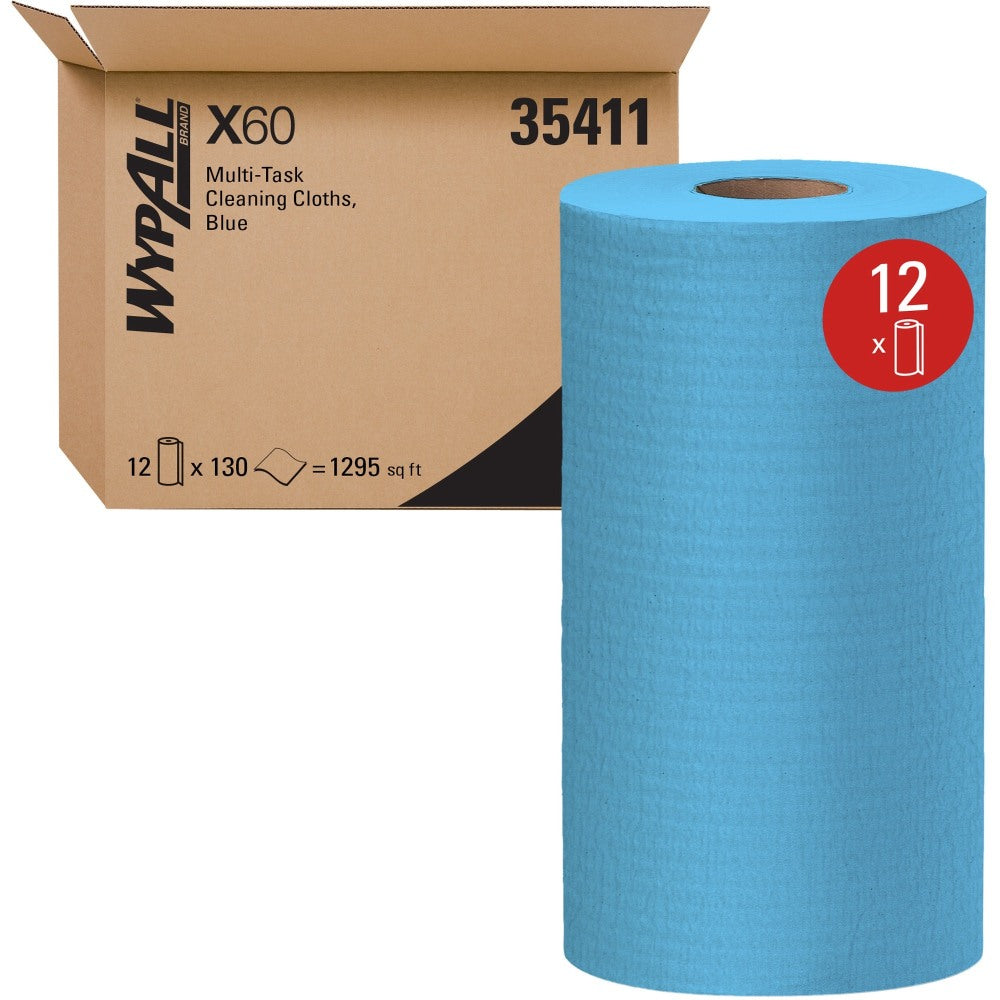 Wypall General Clean X60 Multi-Task Cleaning Cloths - 12.20inx9.80in- Absorbent, Reinforced, Strong, Perforated, Durable, Reusable, Residu - 35411