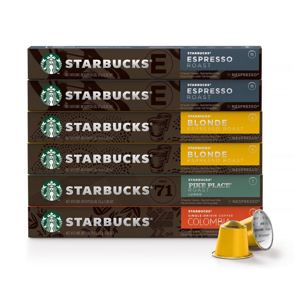 Starbucks Single-Serve Coffee Freshpacks, Variety Pack, Carton Of 60, 6 x 10 Per Box