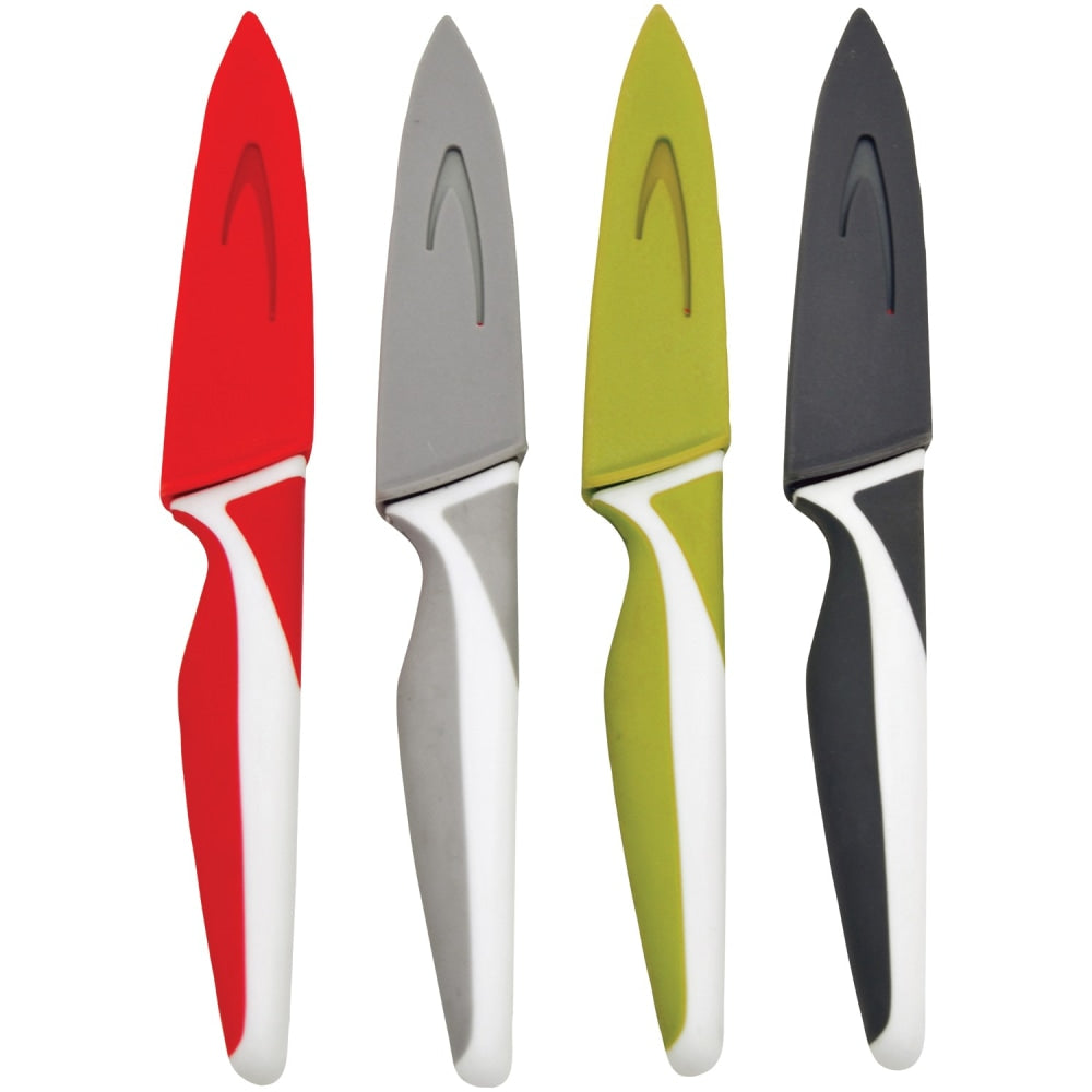 Starfrit Paring Knives, 3-1/2in, Assorted Colors, Set Of 4 Knives