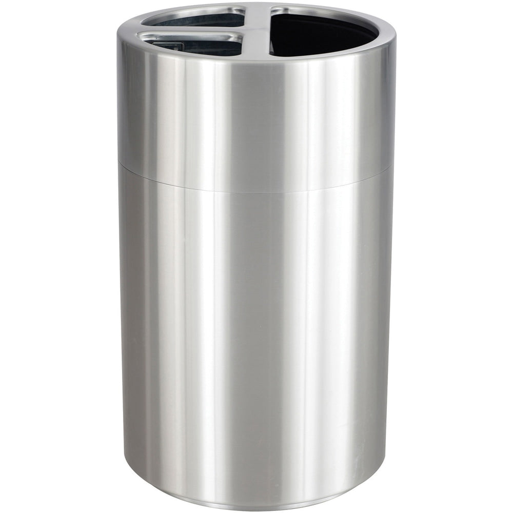 Safco Triple Recycling Receptacle - 40 gal Capacity - Removable Lid, Durable, Long Lasting - 34in x 20in Diameter - Aluminum - Stainless Steel - 1 Each