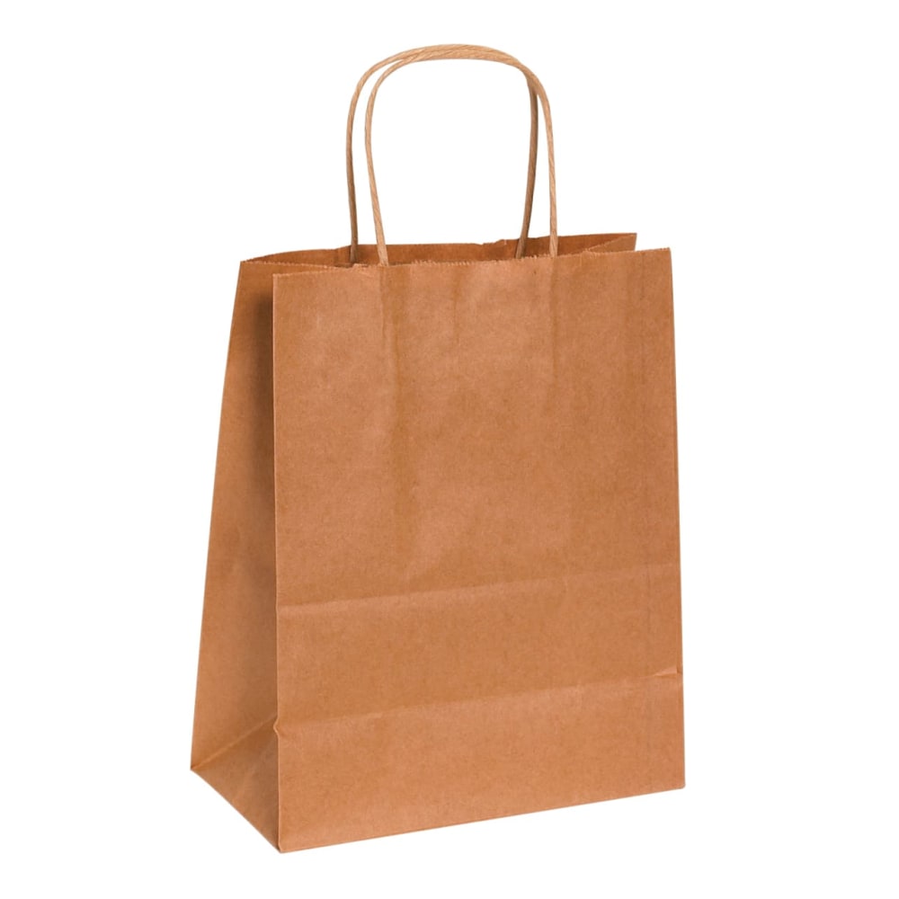 Partners Brand Paper Shopping Bags, 10 1/4inH x 8inW x 4 1/2inD, Kraft, Case Of 250