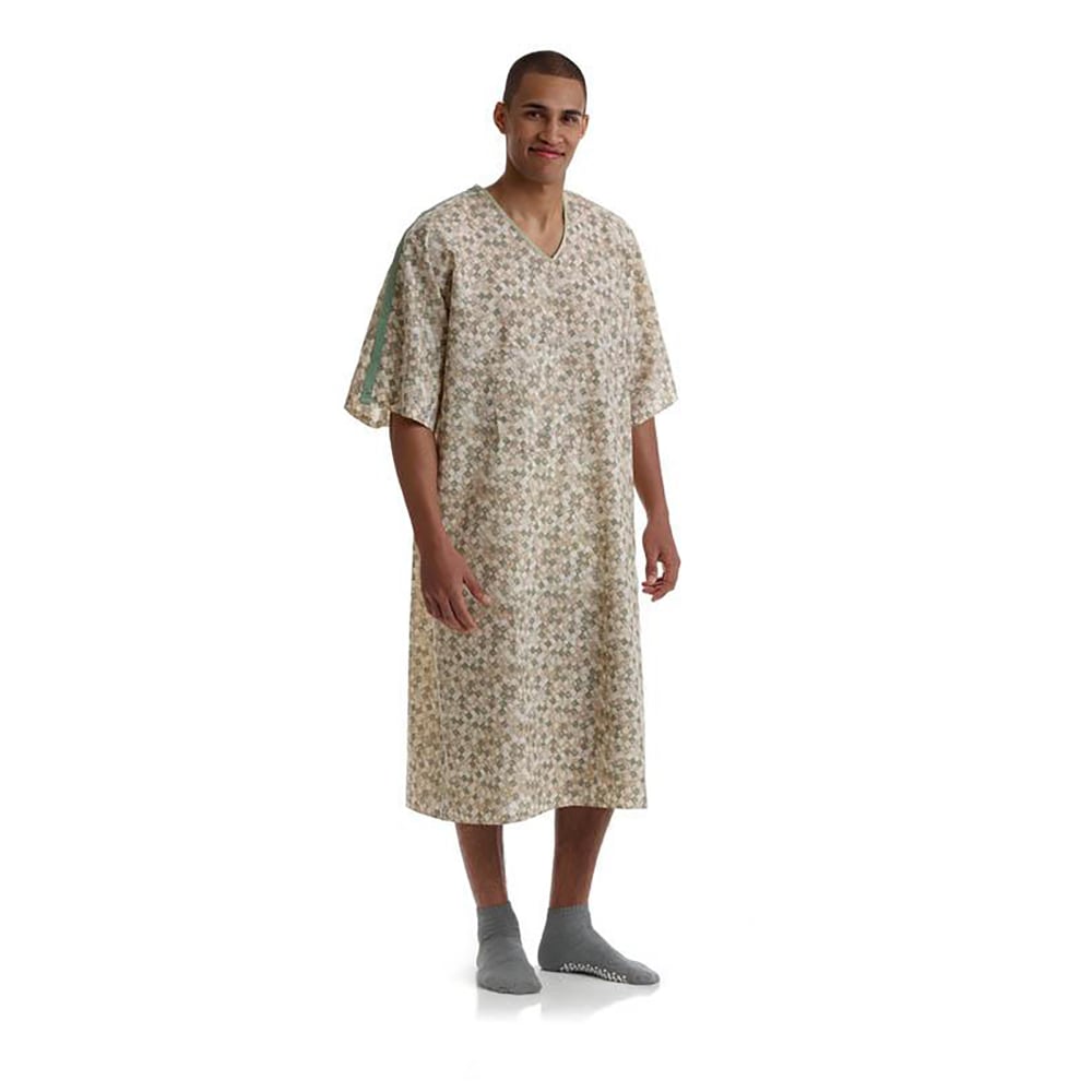 Medline PerforMAX IV Patient Gowns, Royale Sage/Beige, Pack Of 12