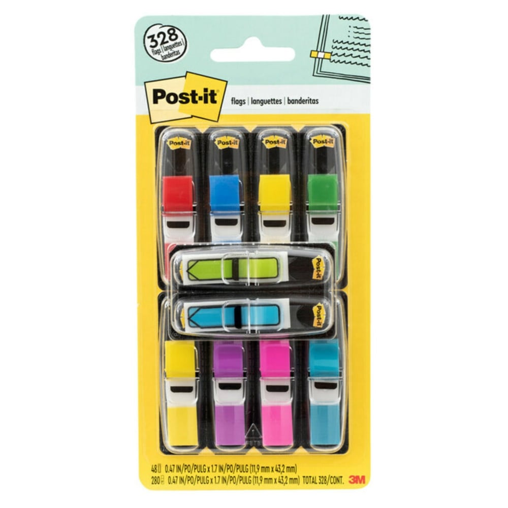 Post-it Flags, .47 x 1.7 in, 8 Dispensers, 35 Flags Per Dispenser, Assorted Colors, Back to School Supplies for Students, Flags for Textbooks