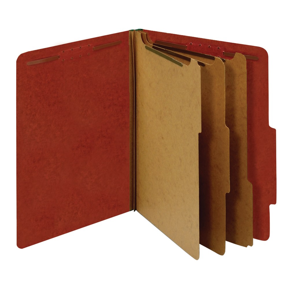 Office Depot Brand Pressboard Classification Folders With Fasteners, Letter Size, 100% Recycled, Red, Pack Of 10 Folders