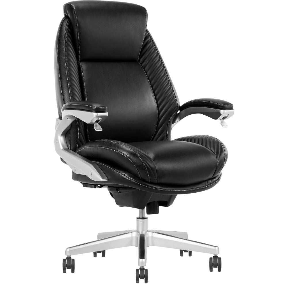 Serta iComfort i6000 Ergonomic Bonded Leather High-Back Executive Office Chair, Black/Silver