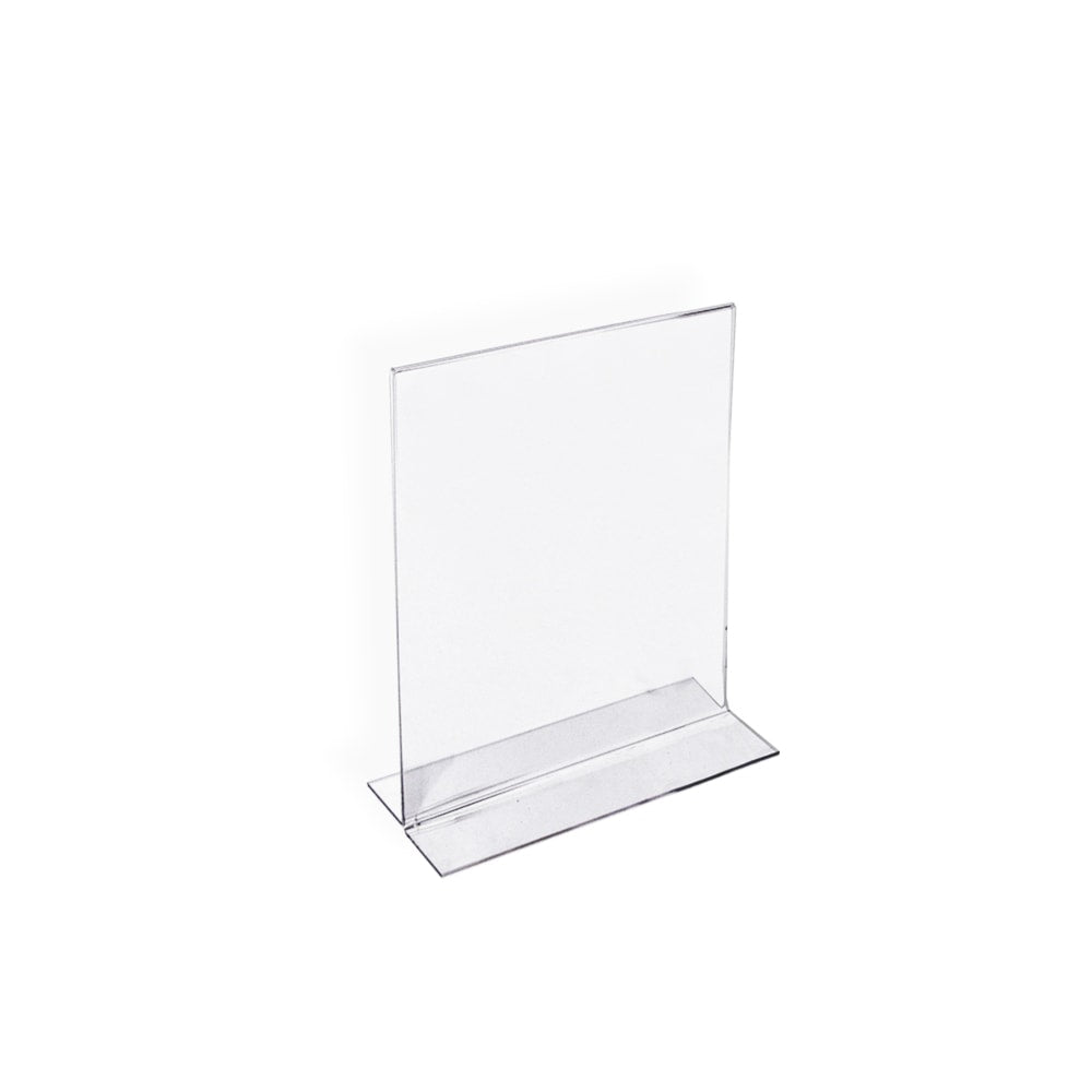 Azar Displays Double-Foot Acrylic Sign Holders, 6in x 4in, Clear, Pack Of 10