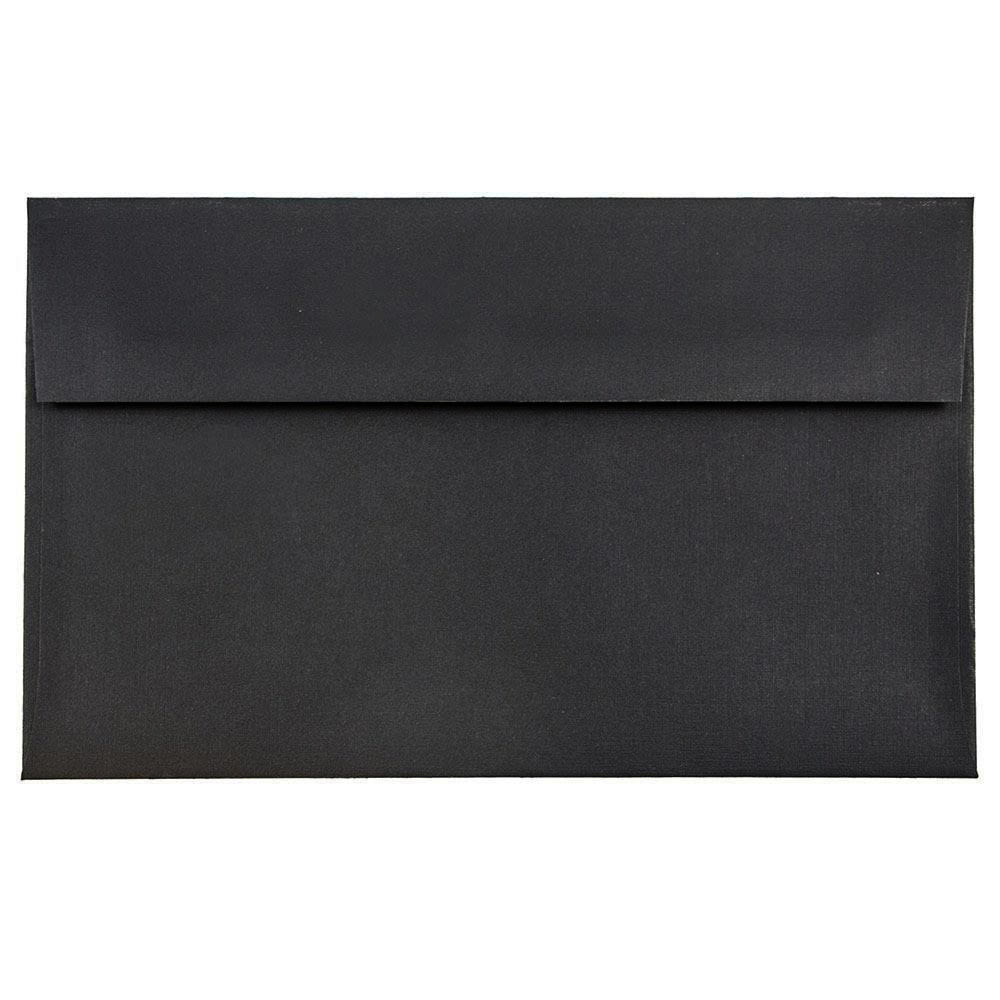 JAM Paper Booklet Invitation Envelopes, A10, Gummed Seal, 30% Recycled, Black, Pack Of 25