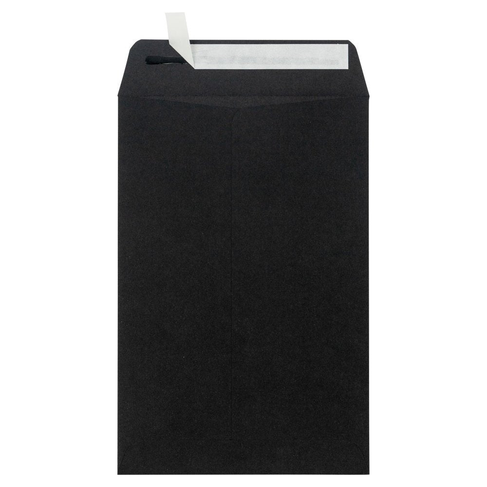 JAM Paper Open-End 6in x 9in Catalog Envelopes, Peel & Seal, Black, Pack Of 10