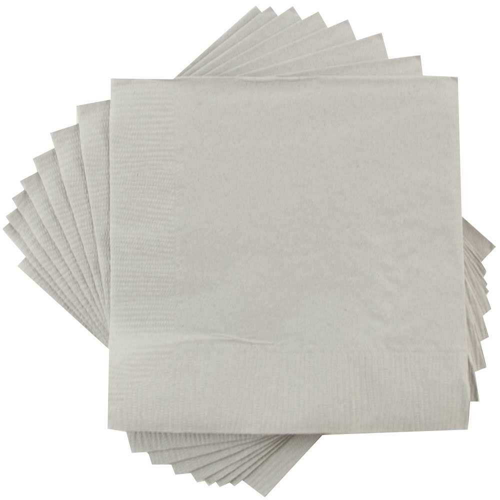 JAM PAPER Medium Lunch Napkins - 6 1/2 x 6 1/2 - Silver - 40/Pack