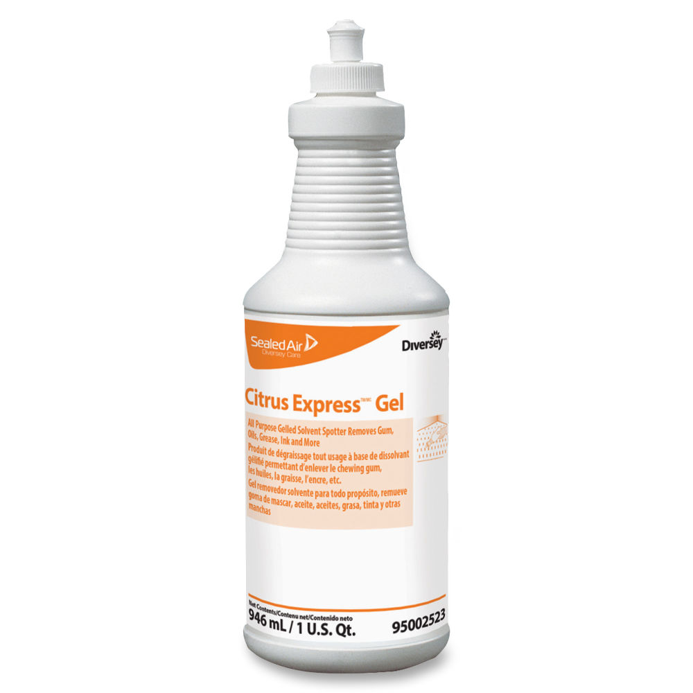 Diversey Citrus Express Gel Solvent Spotter - 32 fl oz (1 quart) - Citrus Scent - Pleasant Scent - White - 6 / Carton