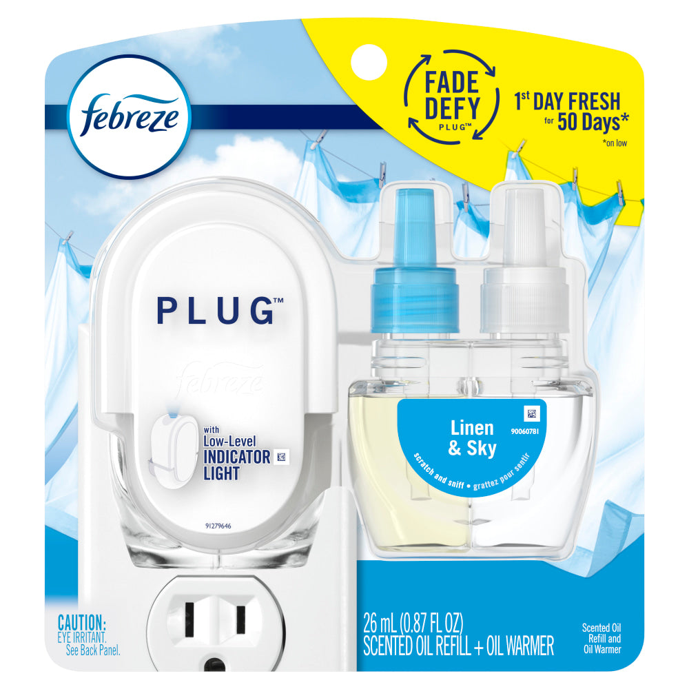 Febreze Plug-In Air Freshener, Starter Kit, Linen & Sky