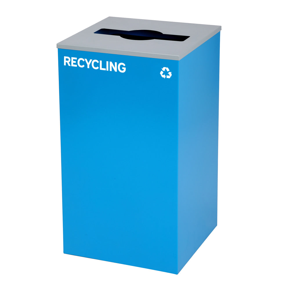 Alpine Industries Stainless Steel Recycling Bin With Mixed Lid, 29 Gal, 30inH x 16-15/16inW x 16-15/16inD, Blue, ALP4450KITBLUMREC