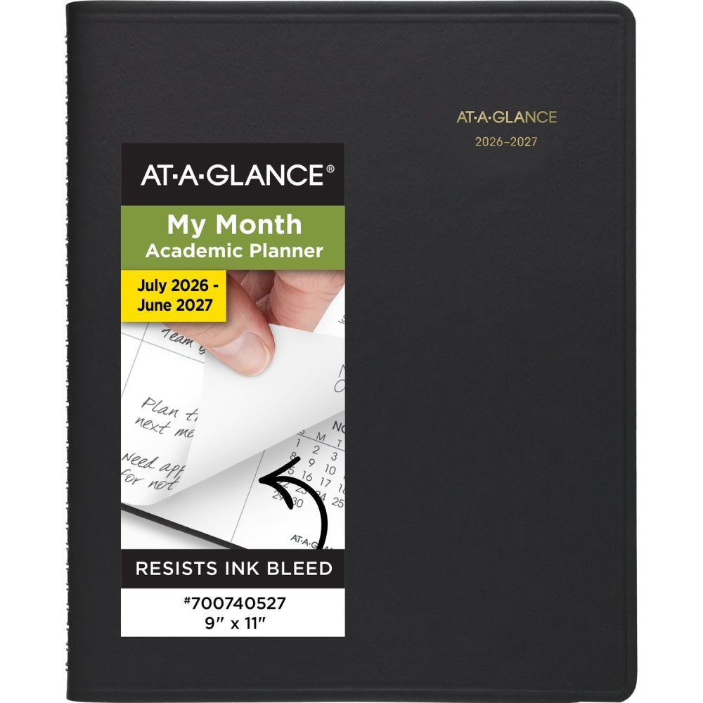 AT-A-GLANCE Academic 2026-2027 18-Month Monthly Planner, Black, Large, 9in x 11in