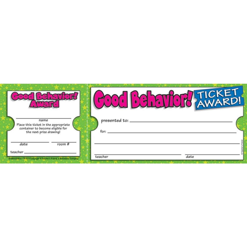 Scholastic Ticket Awards, Good Behavior, 8 1/2in x 2 3/4in