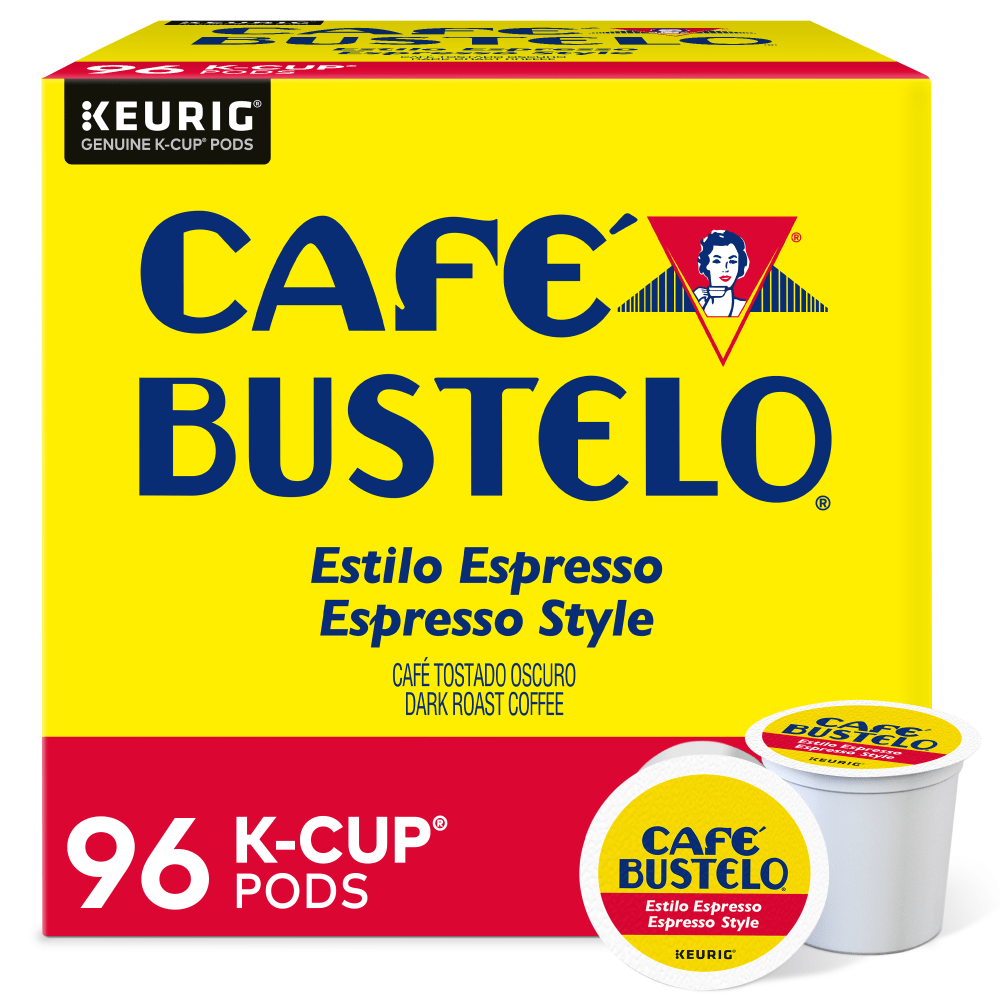 Cafe Bustelo Keurig Caf Bustelo Single Serve Pods, Espresso Roast, Classic, Box Of 24 Pods, Case Of 4 Boxes