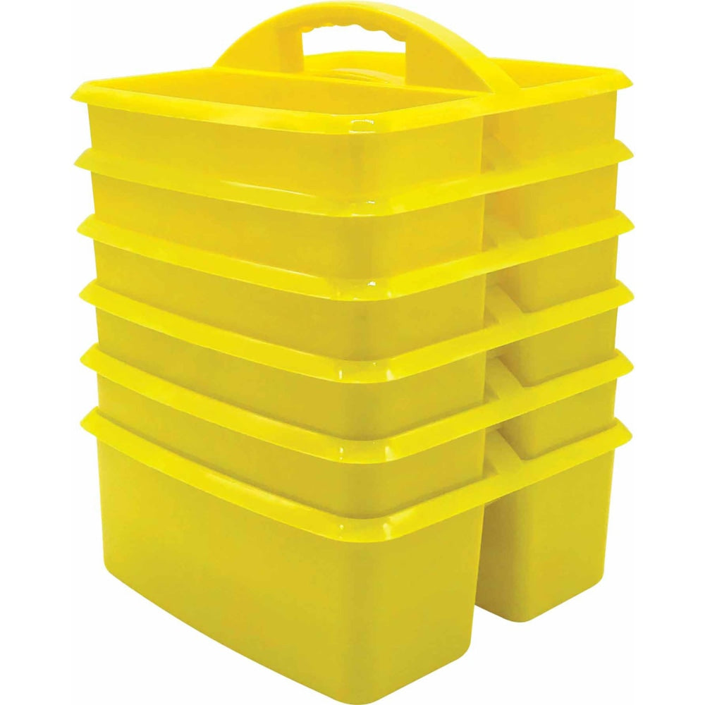 Teacher Created Resources Plastic Storage Caddies, 5-1/4inH x 9-1/4inW x 9inD, Yellow, Pack Of 6 Caddies