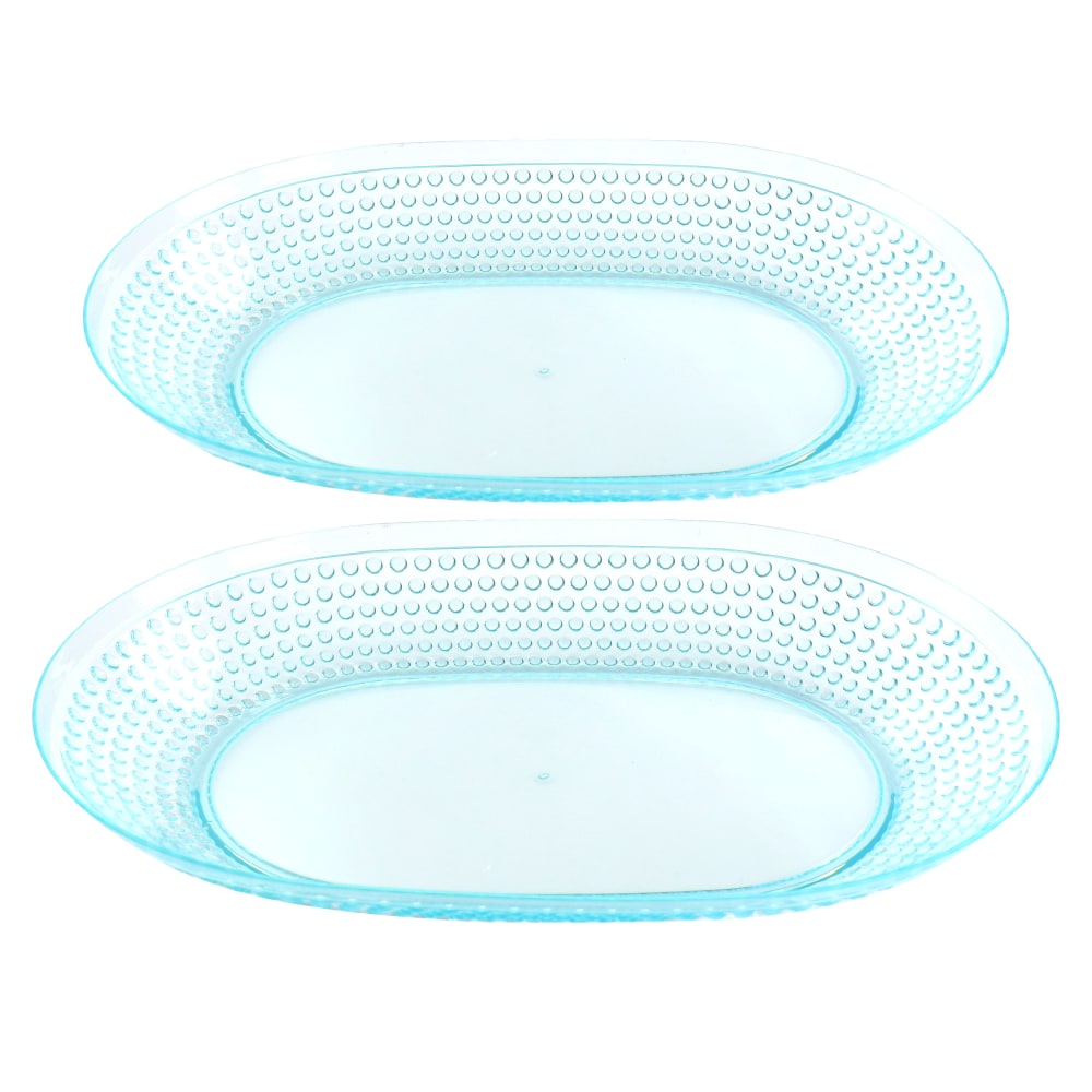 Gibson Home 2-Piece Platter Set, 15-3/4in, Aqua