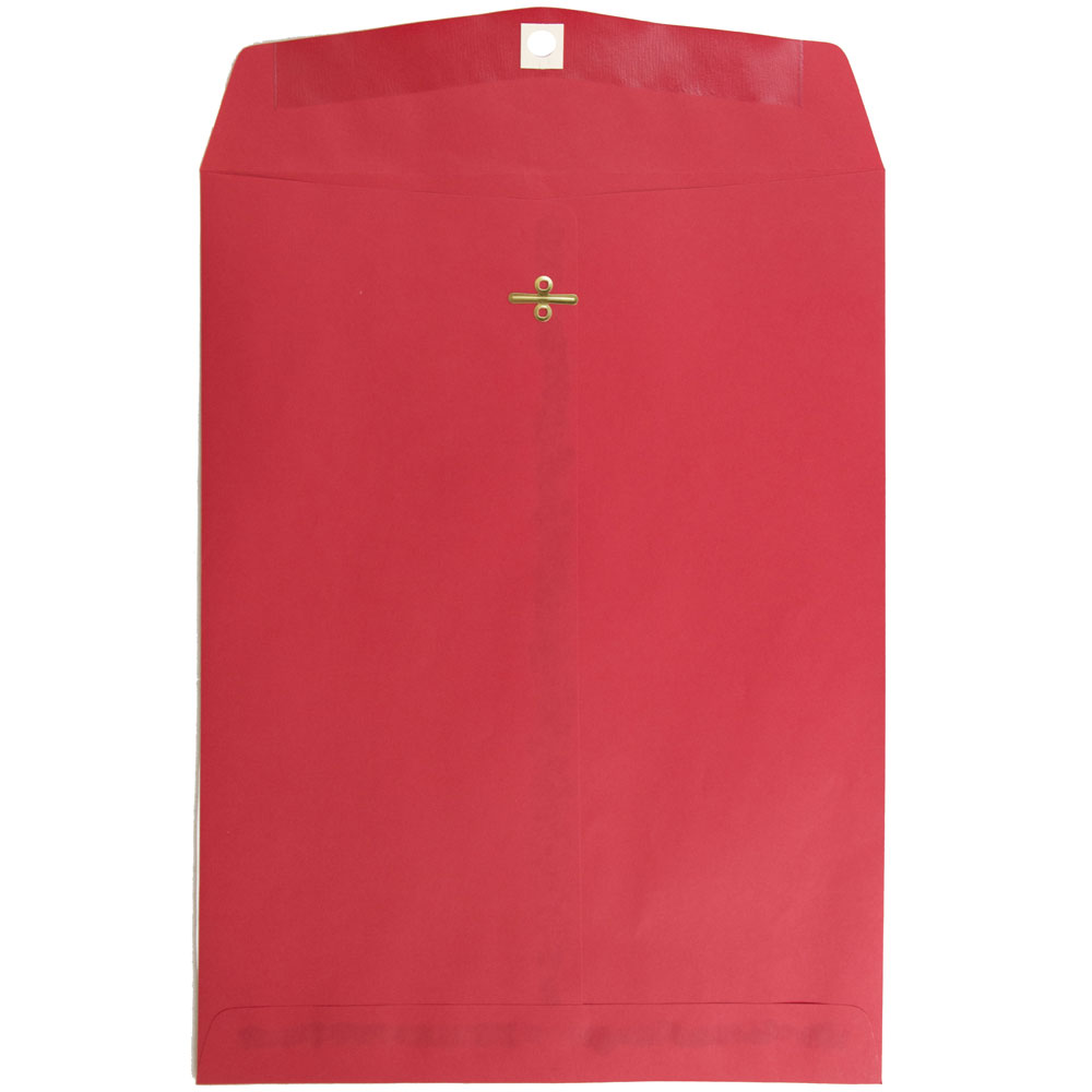JAM Paper Open-End 10in x 13in Catalog Envelopes, Clasp Closure, Red, Pack Of 100 Envelopes