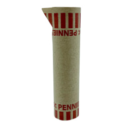 PAP-R Tubular Coin Wrappers - Total $0.50 in 50 Coins of 1cents Denomination - Heavy Duty, Burst Resistant - Kraft - Red, 1000/Pack