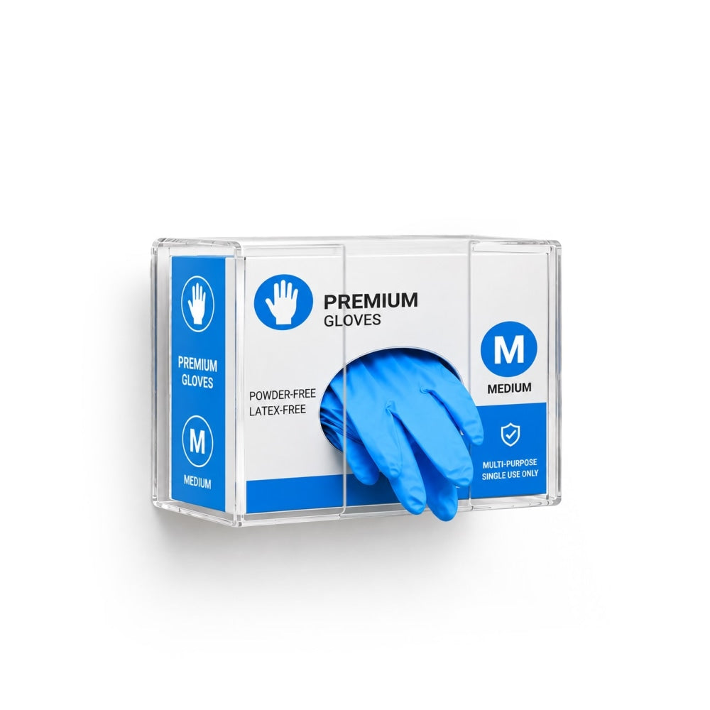Azar Displays 1-Box Acrylic Glove Dispenser Holder, 5-3/4inH x 10-1/4inW x 3-5/8inD, Clear