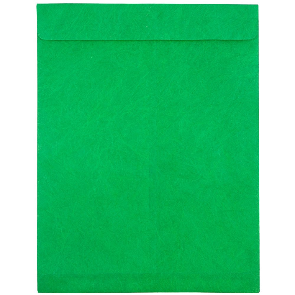 JAM Paper Tyvek Open-End 10in x 13in Catalog Envelopes, Self-Adhesive, Green, Pack Of 25