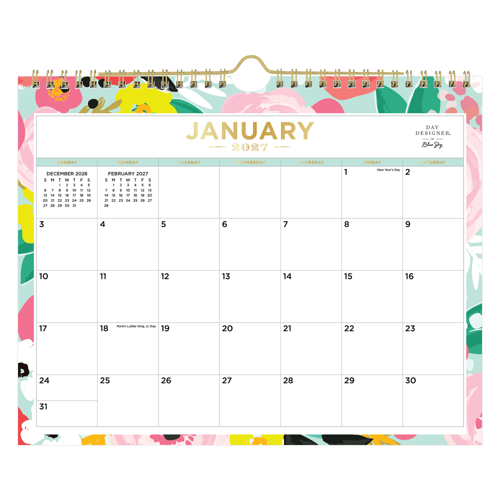 2027 Blue Sky Secret Garden Mint Monthly Wall Calendar, 11x8.75, 0%, Secret Garden Mint, Jan-Dec, RY27