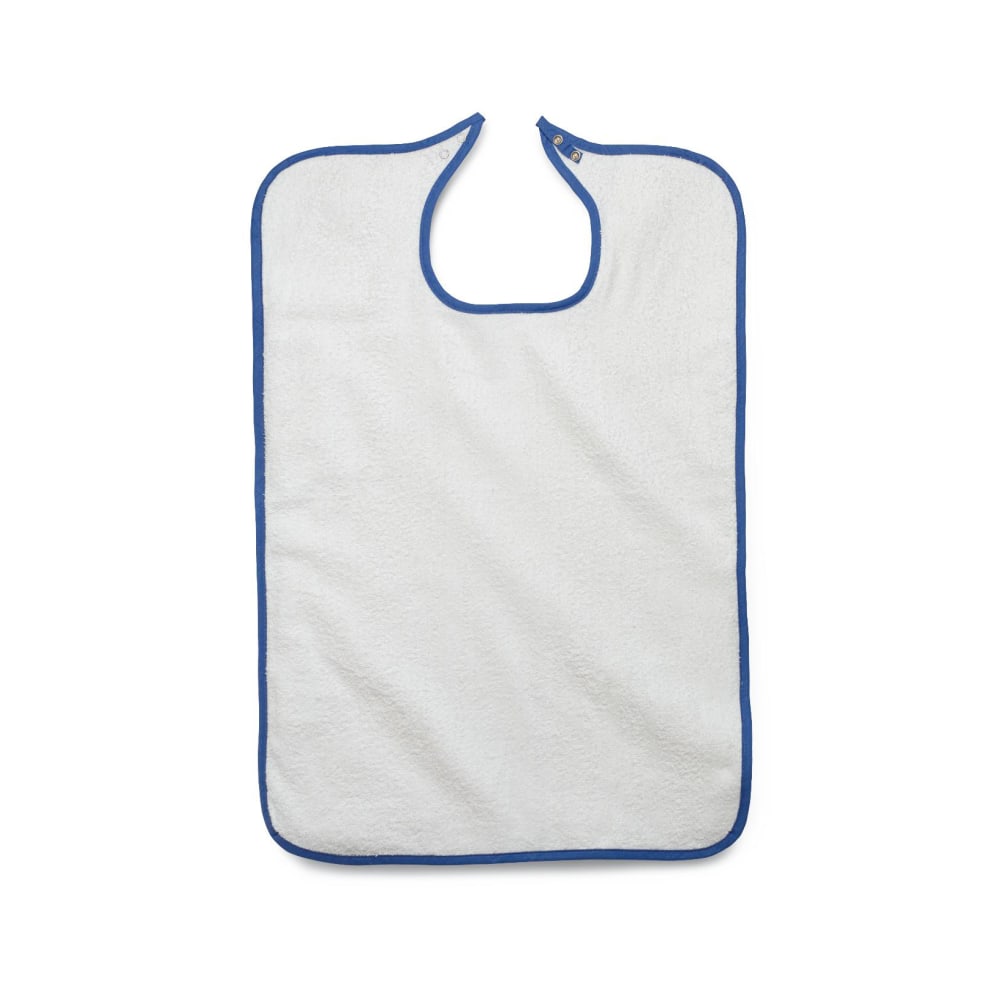 Medline Snap-Closure Terry Clothing Protectors, 21in x 33in, White, Pack Of 12