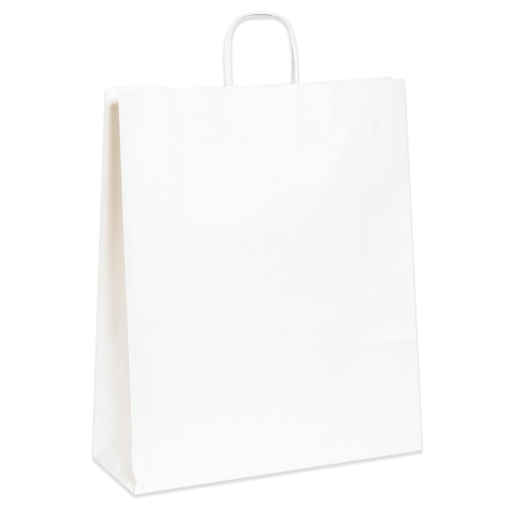 Partners Brand Paper Shopping Bags, 16inW x 6inD x 19 1/4inH, White, Case Of 200