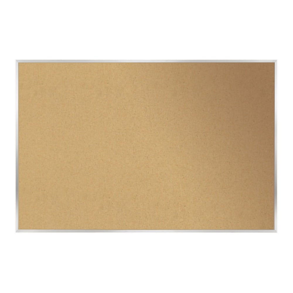 Ghent Cork Bulletin Board, 36 1/2in x 60 1/2in, Aluminum Frame With Silver Finish