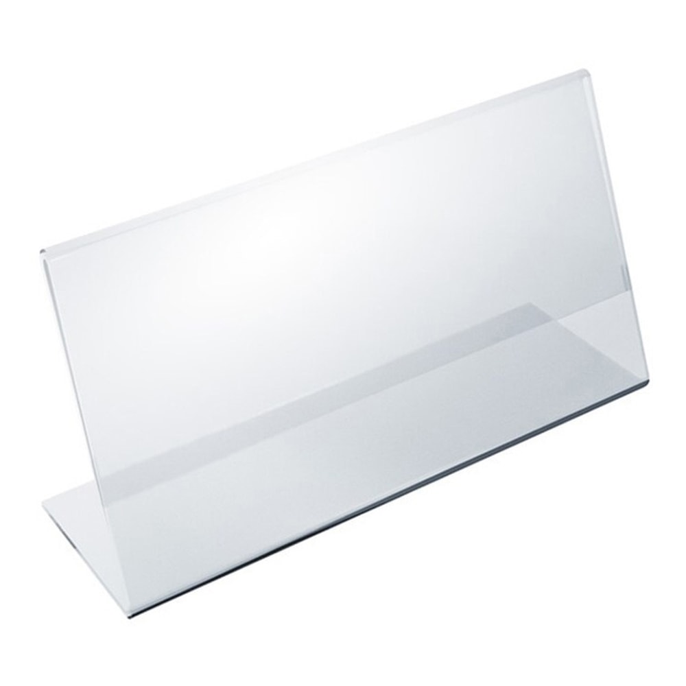 Azar Displays Acrylic L-Shaped Sign Holders, 3 1/2in x 8 1/2in, Clear, Pack Of 10