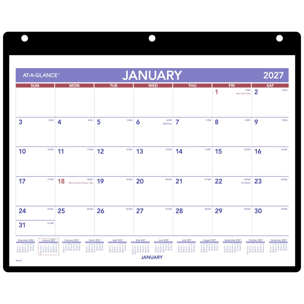 AT-A-GLANCE 2027 Monthly Desk Wall Calendar with Jacket, Small, 11in x 8in