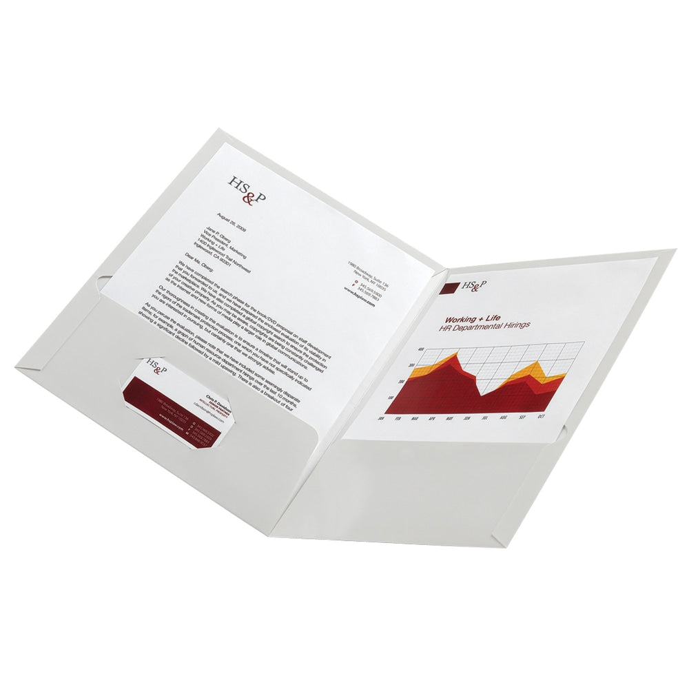 Office Depot Brand Laminated Paper 2-Pocket Folders, White, Pack Of 10