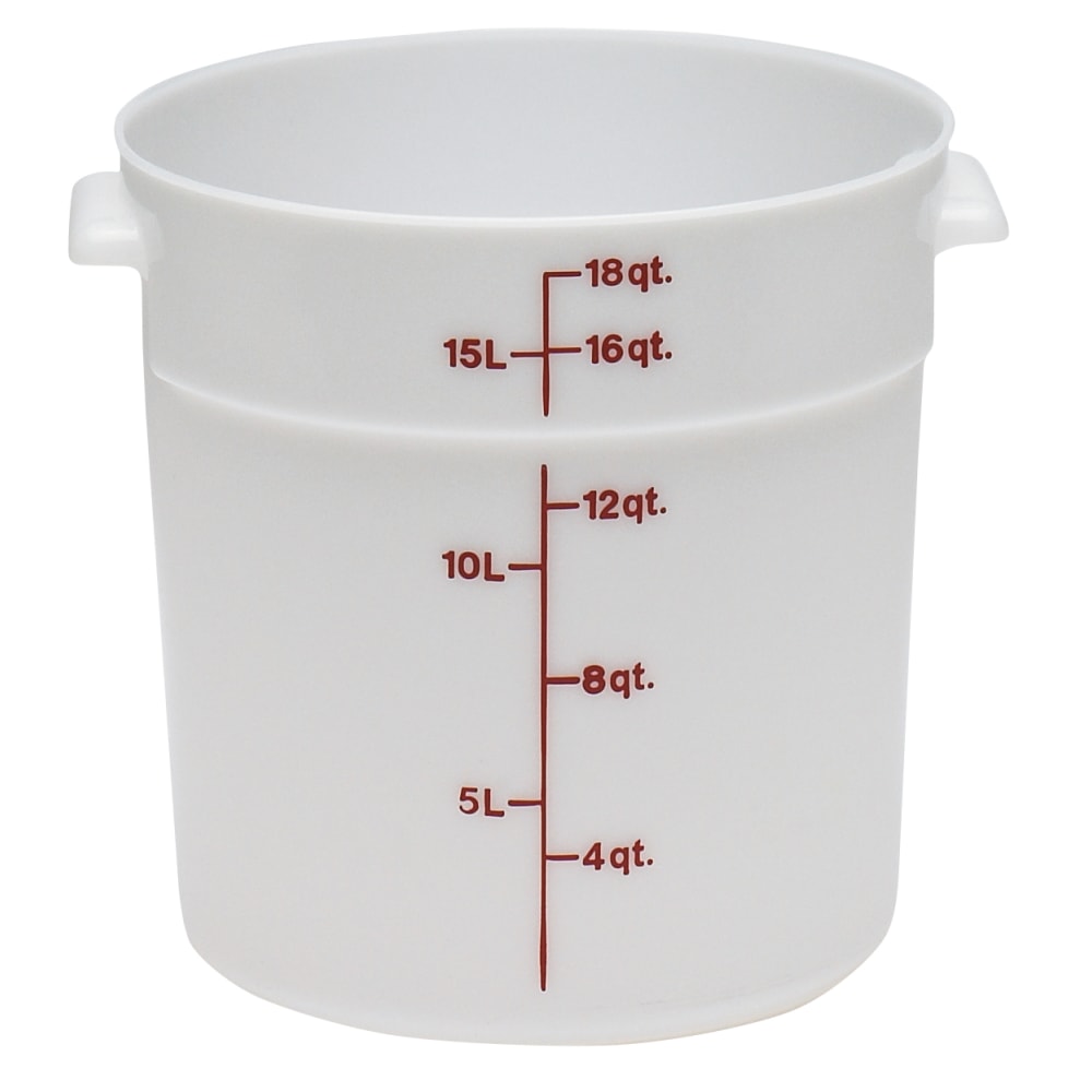 Cambro Poly Round Food Storage Containers, 18 Qt, White, Pack Of 6 Containers