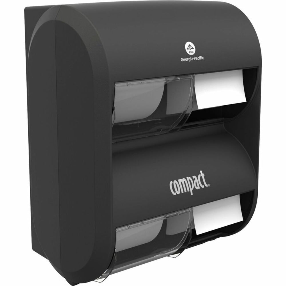 Compact Quad Plus by GP PRO 4-Roll Coreless High-Capacity Toilet Paper Dispenser, Black
