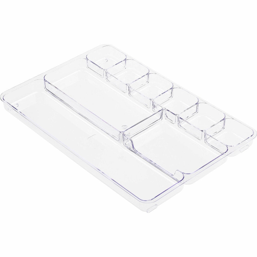 Lorell Drawer Tray Organizer - 9 Compartment(s) - 1.18in Height x 9.13in Width x 13.98in Length - Clear - Plastic - 1 Each