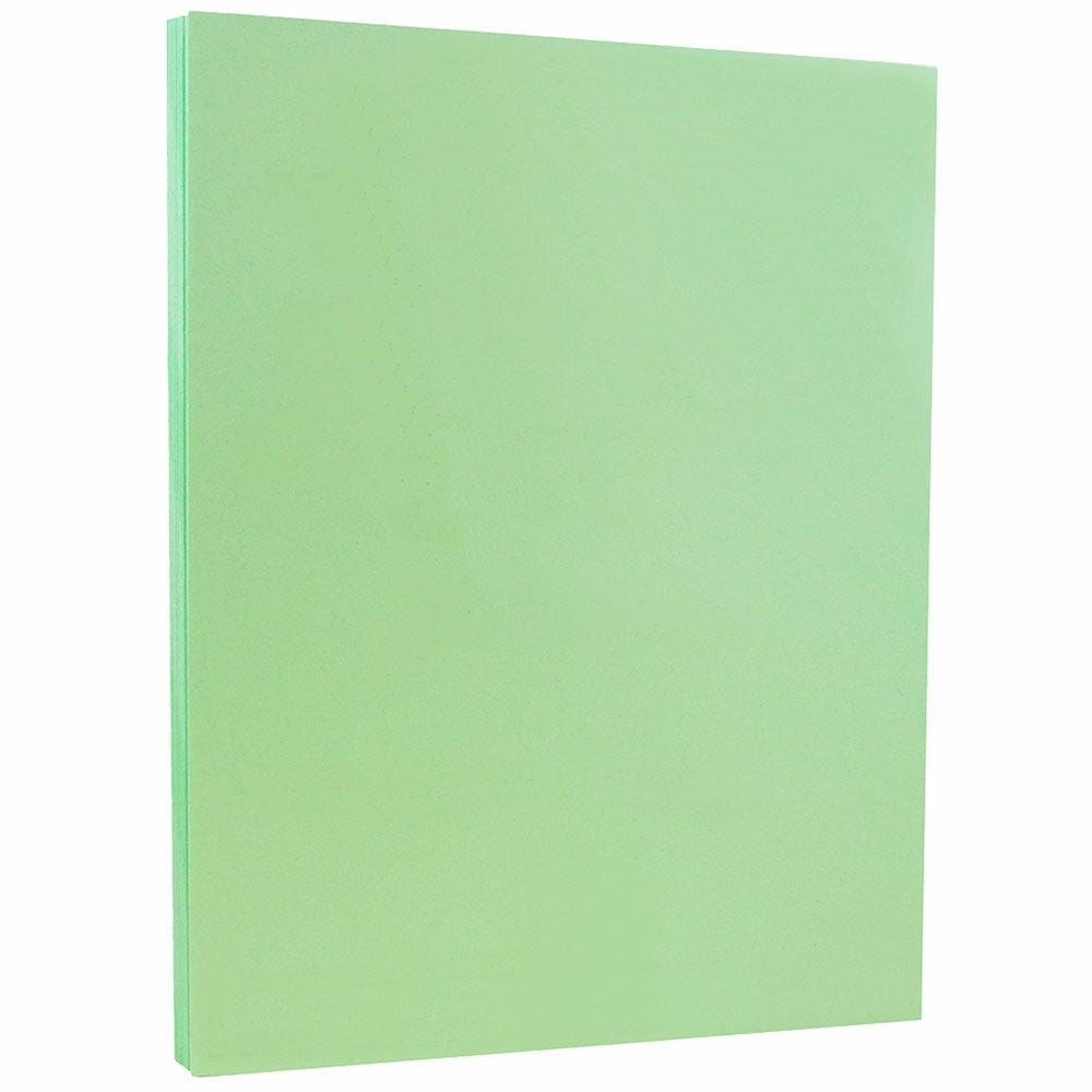 JAM Paper Vellum Bristol Card Stock, Green, Letter (8.5in x 11in), 67 Lb, Pack Of 100