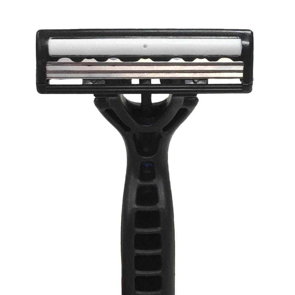 Medline Triple-Blade Facial Razors With Lubrication Strip, Pack Of 500