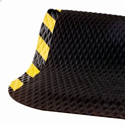 M+A Matting Hog Heaven Max Anti-Fatigue  Mat, Black with Yellow Border, 3ft x 12ft