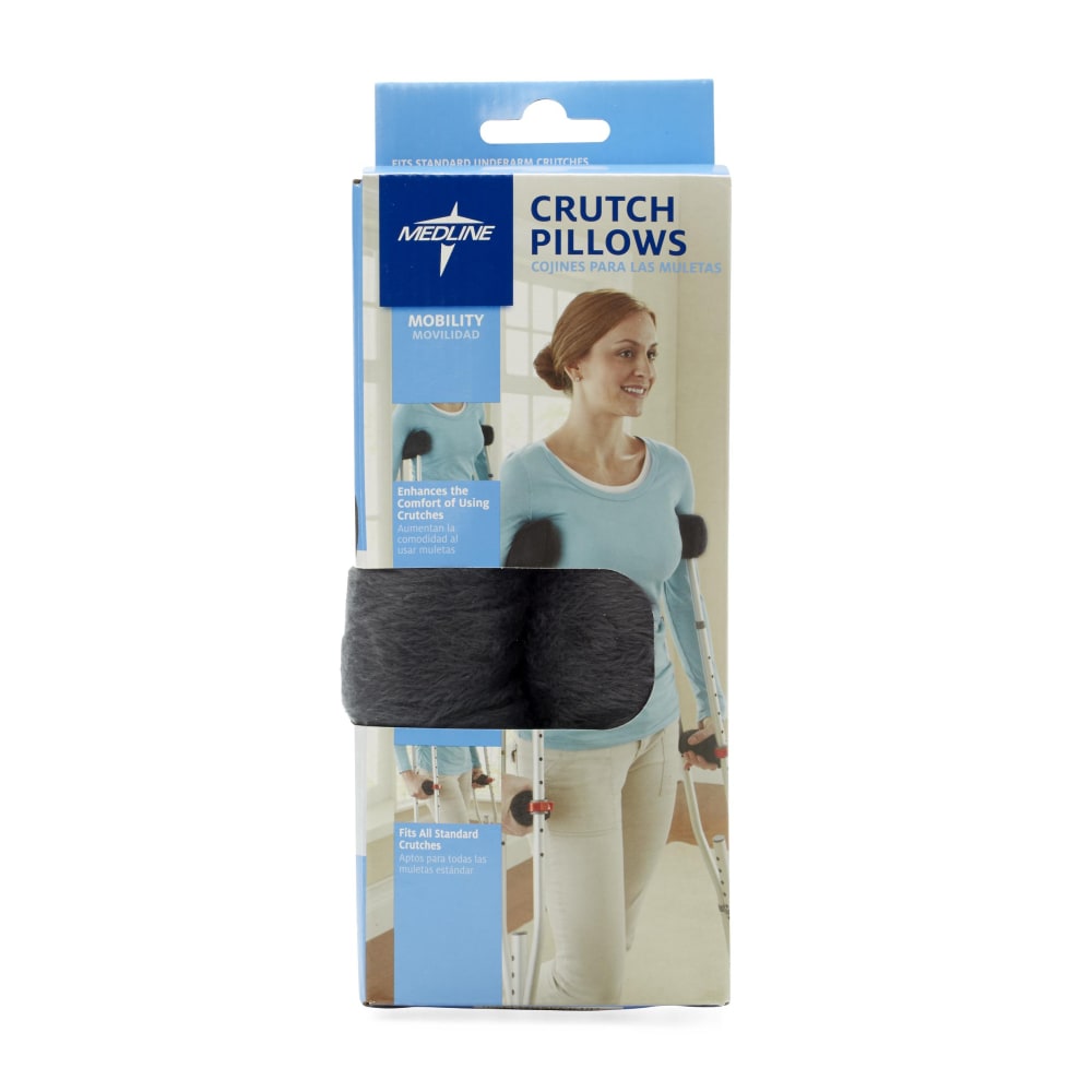 Medline Crutch Pillows, Charcoal Gray, Pack Of 6