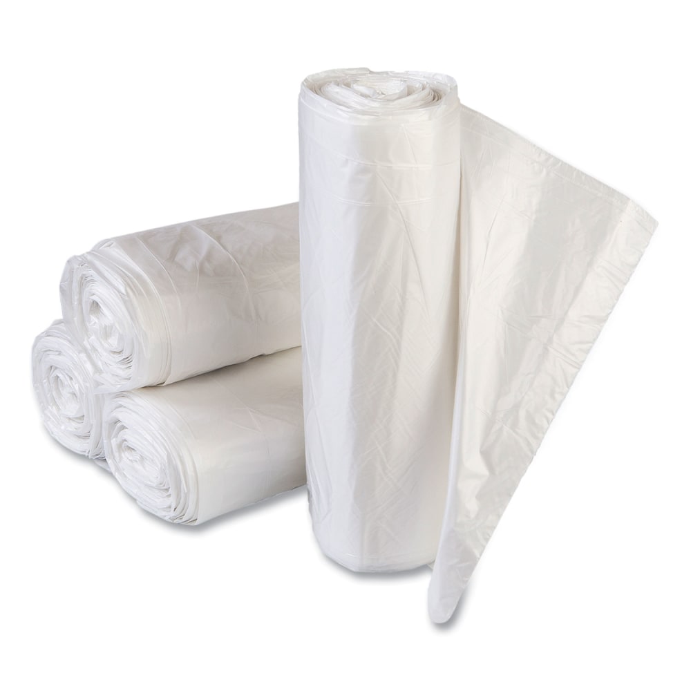Interplast Group High Density Commercial Can Liner Value Pack, 60 gal, 14 mic, 43in x 46in, Clear, Interleaved Roll, 25 Bags/Roll, 8 Rolls/CT