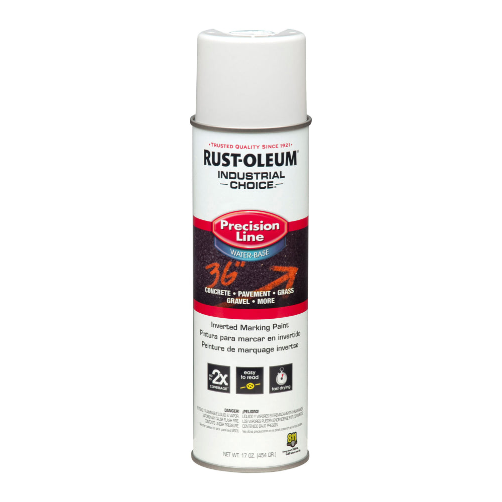 Rust-Oleum Industrial Choice M1800 System Water-Based Precision Line Inverted Marking Paint, 17 Oz, White, Pack Of 12 Cans