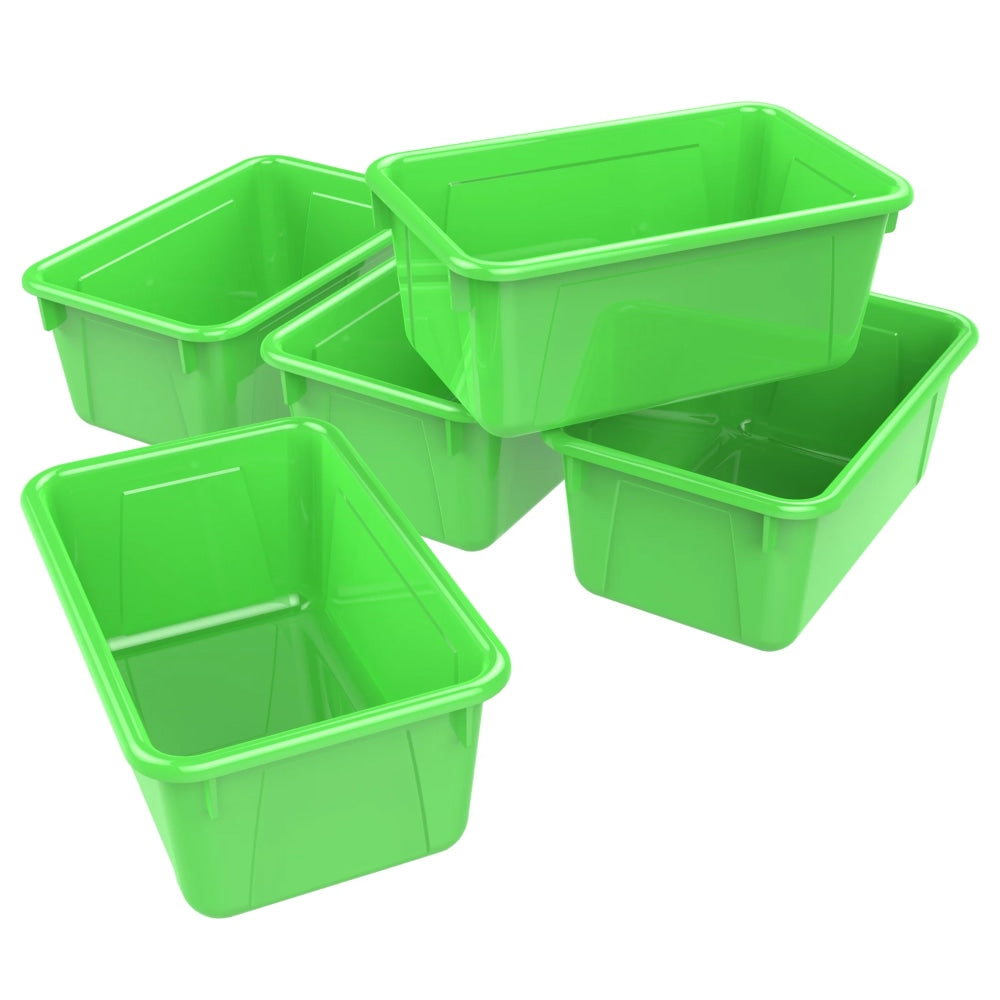 Storex Small Cubby Bins, 5-1/4inH x 8inW x 12-5/16inD, Green, Pack Of 5 Bins