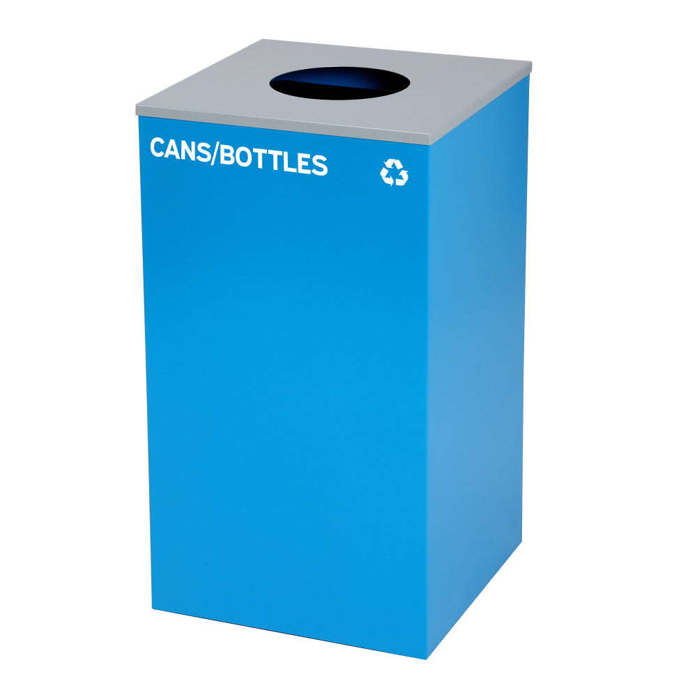 Alpine Industries Stainless Steel Cans/Bottles Recycling Bin With Circle Lid, 29 Gal, 30inH x 16-15/16inW x 16-15/16inD, Blue