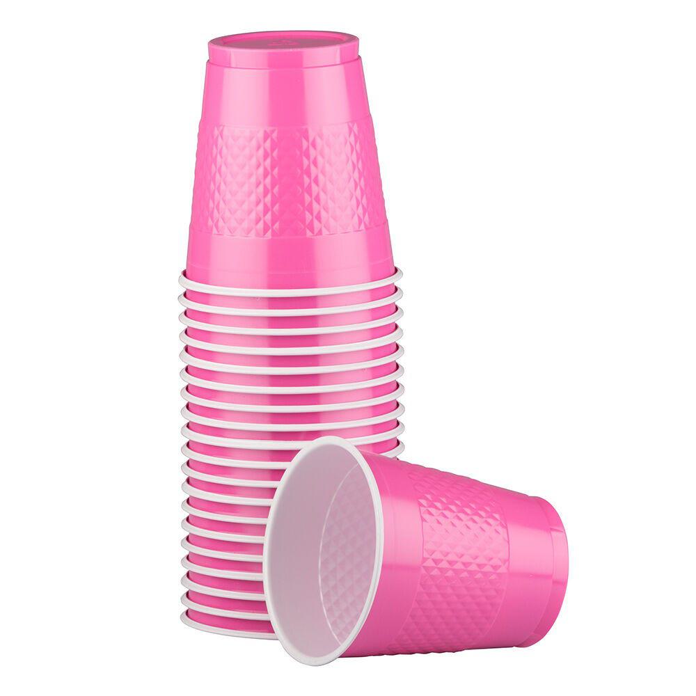 JAM PAPER Plastic Party Cups, 12 oz, Fuchsia Pink, 20 Glasses/Pack